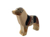 A Handmade Holzwald Australian Shepherd figurine painted with realistic colors and details, isolated on a white background from the Holzwald Brand.