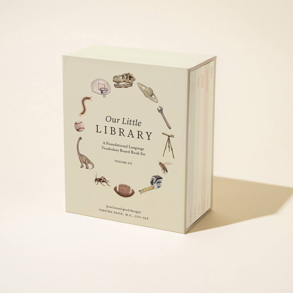 Our Little Library Vol. 3 (5 Board Books) offers charming illustrations to support early language development—an ideal baby shower gift for growing learners.