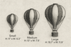 Three handmade Hot Air Balloon - Beige / Mint / Grey decorations in small (11"x6.3"), medium (13"x7.9"), and large (19.7"x11.8") sizes, ideal for adding charm to any children's room.