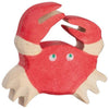 The Holztiger Crab is a handcrafted wooden toy painted red with beige claws and legs, featuring two small green eyes. Part of the HOLZTIGER figures collection, this charming piece is made in Europe and ships in one week.