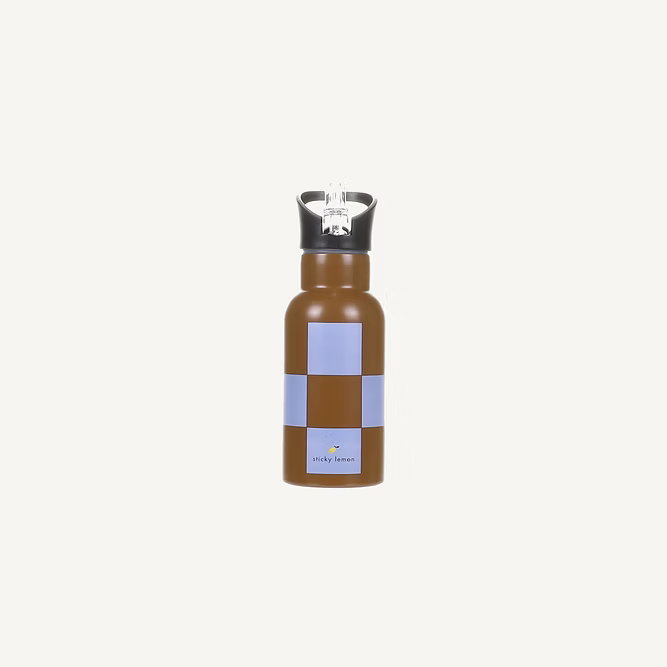 The Sticky Lemon Water Bottle | Farmhouse features a soil green and blooming purple design with a black cap, shown on a plain light background.