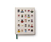 The Studious Cats Embroidered Journal features a white cover with embroidered cats in five rows, each sporting unique accessories like glasses, bow ties, scarves, or books—an ideal gift for any cat lover.