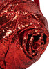 A glittery red Konges Sloejd Rose Shoulder Bag with a slim strap and zipper closure.