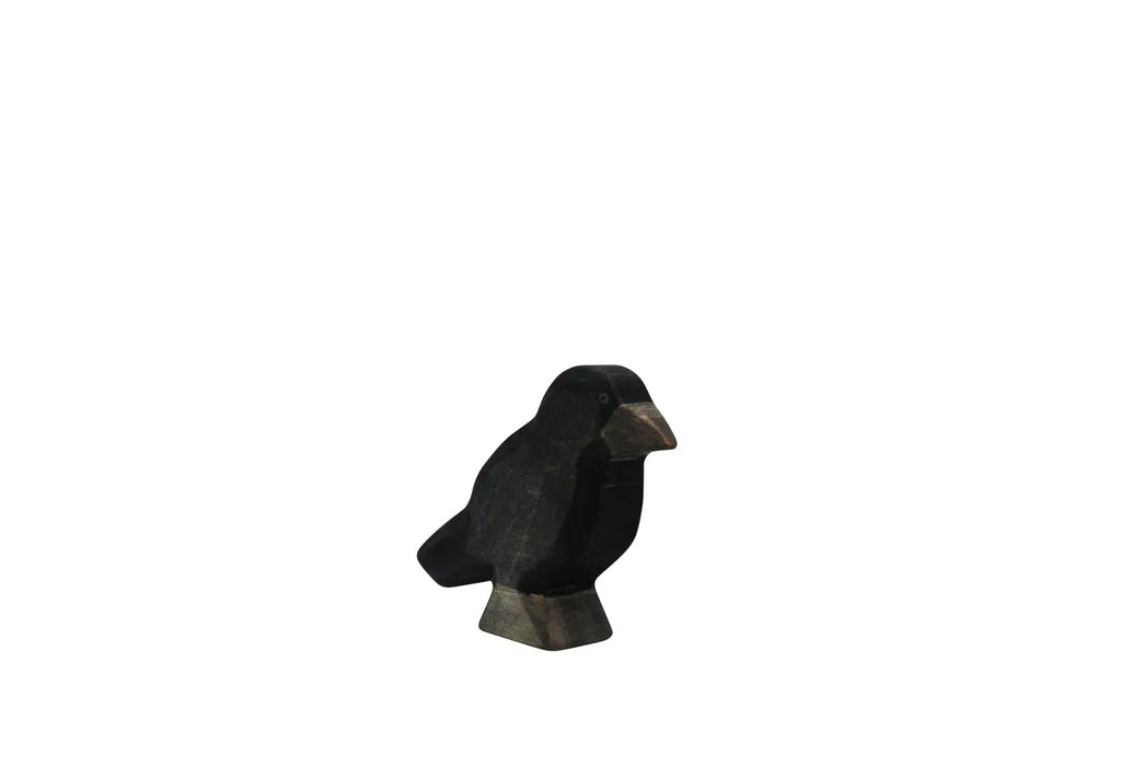 Handmade Holzwald Bird - Raven figurine carved from wood.
