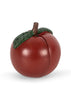 A dark red, fruit-shaped Konges Sloejd Mini Surprise House - Cherry with a green stem and leaf on top, perfect for a miniature world.