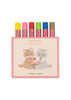 Konges Sloejd Little Artist Set - Kitty Friends coloring suitcase box containing six colorful oil pastels, featuring an illustration of two kittens sharing a sundae.