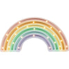 The Little Lights Rainbow Lamp is a handmade pastel night light for kids, shaped like a rainbow with small bulbs on each arc in pink, yellow, green, blue, and purple against a white background.